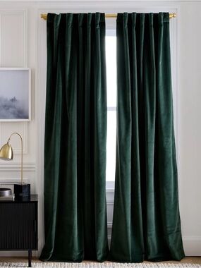 NWOT - Quince Cotton Velvet Curtain - Single Panel - 48" x 84” - Spruce